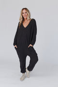 The Perfect Long Sleeve Harem Jumpsuit - Dark Gray - Pre Order