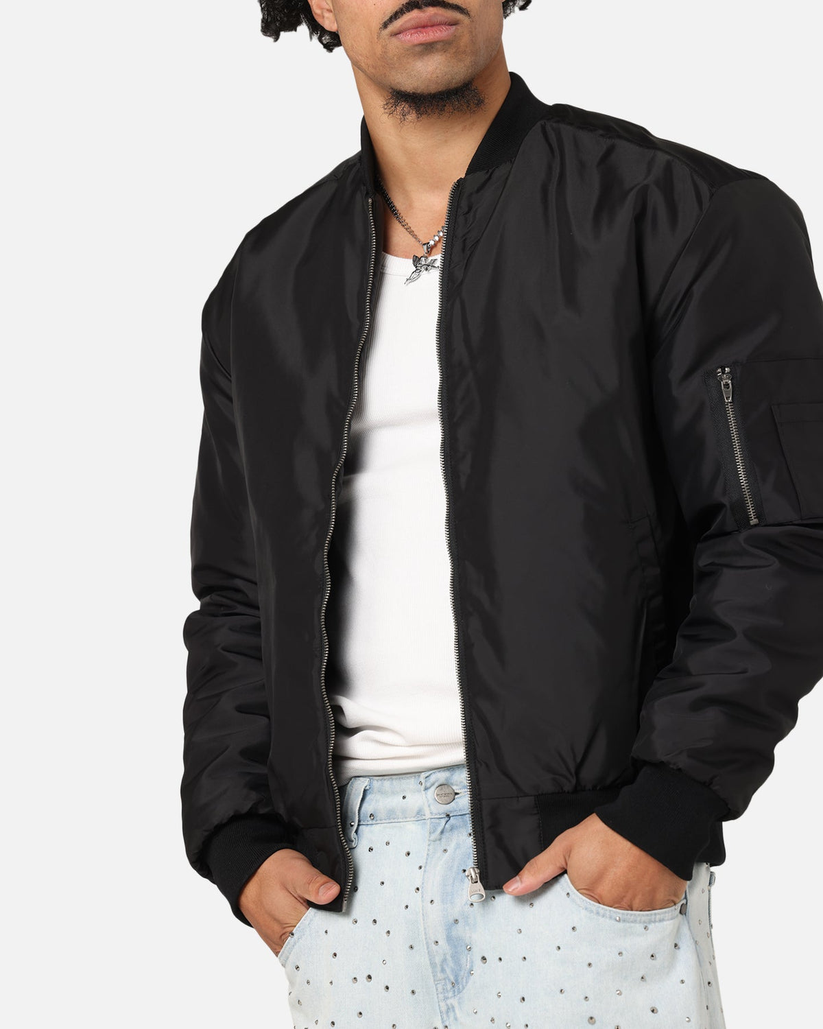 Saint Morta Gothic Noir Bomber Jacket Black