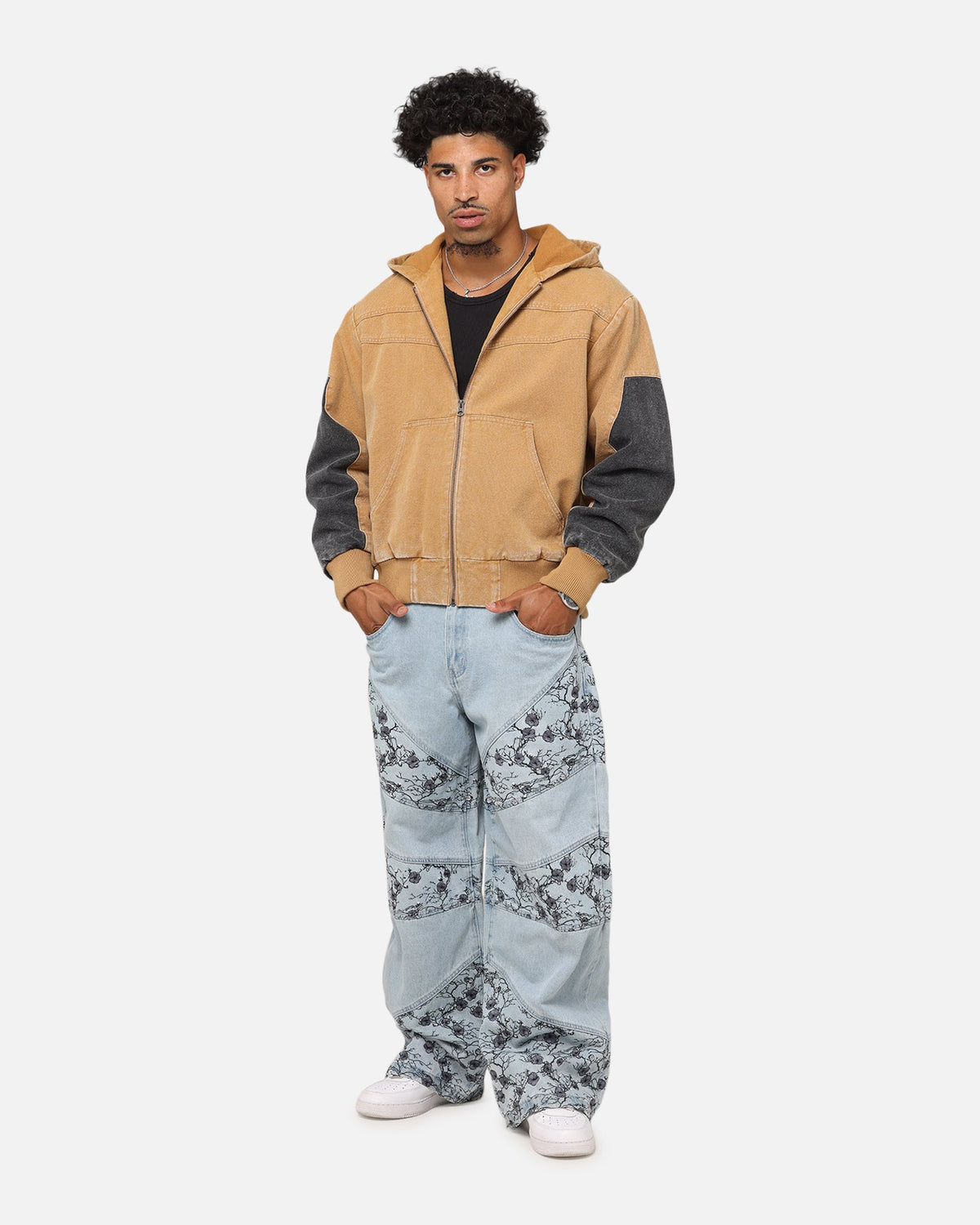 Saint Morta Hooded Workwear Jacket Tan/Black