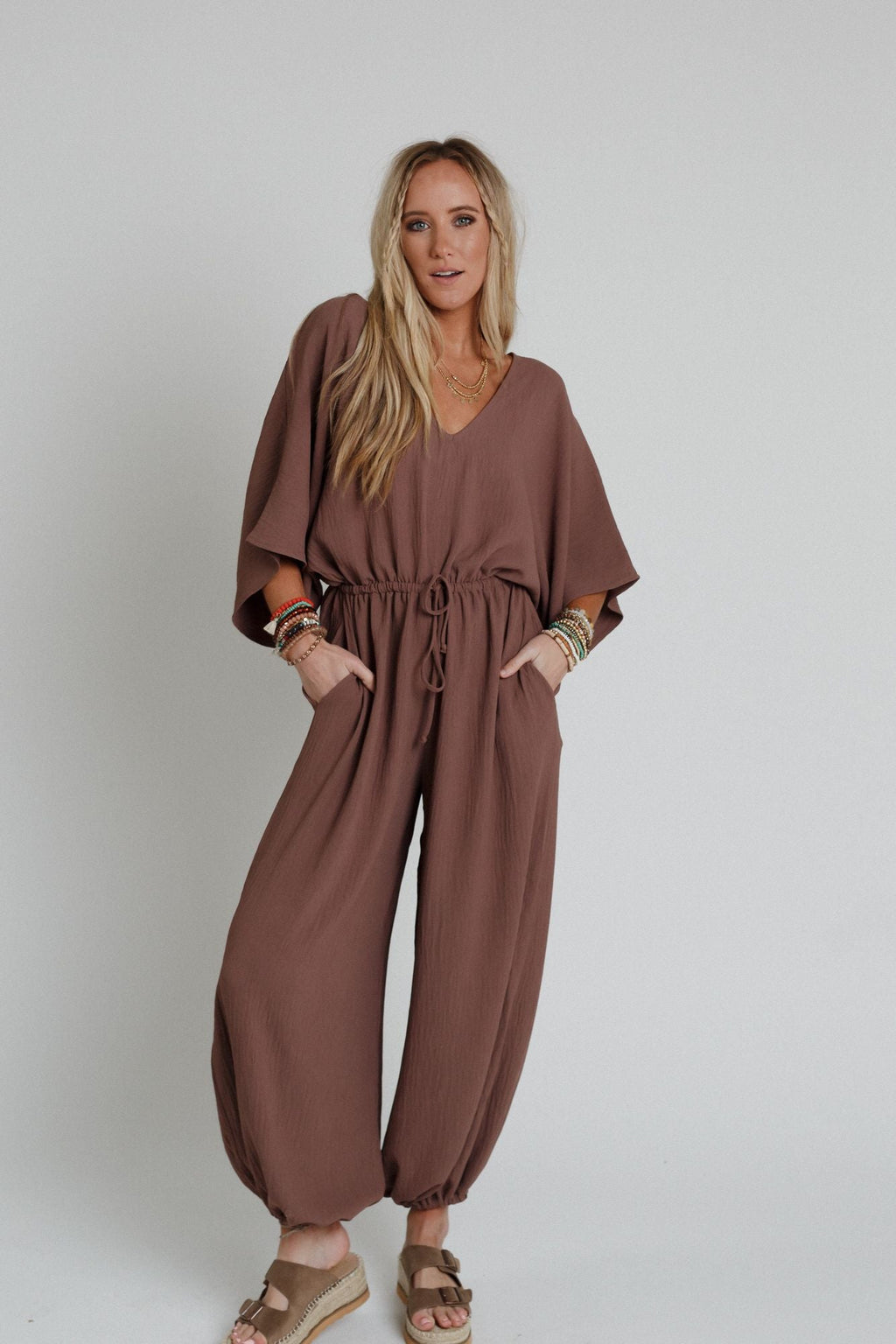 The Nest New Love Relaxed Drawstring Jumpsuit - Mocha - Pre Order
