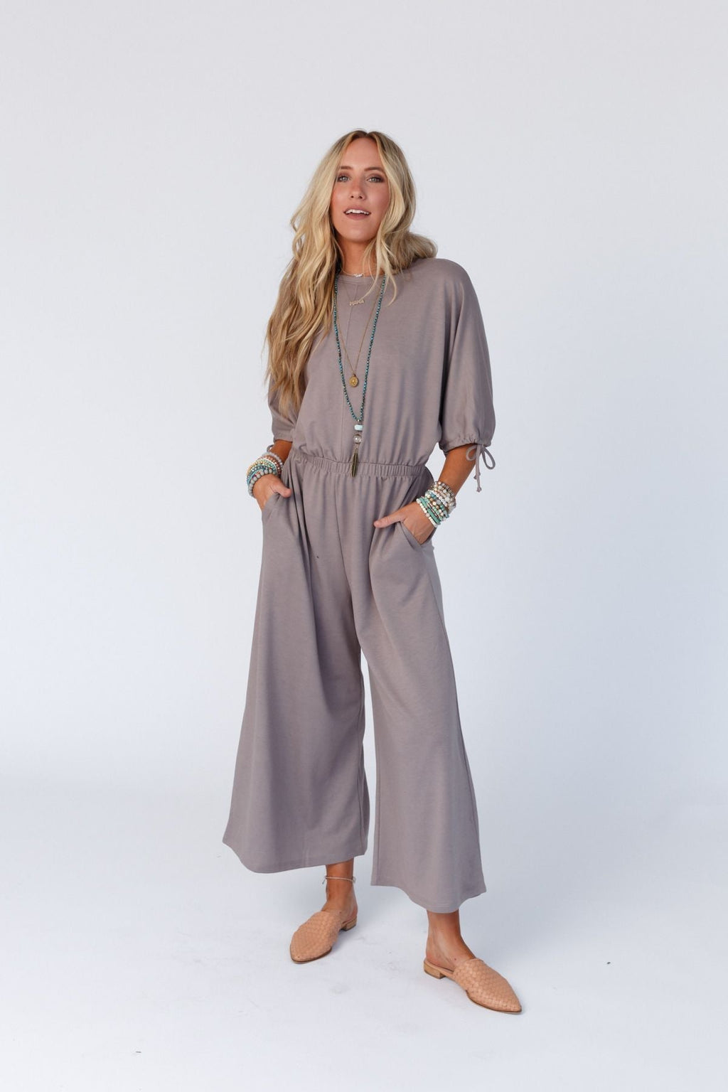 The Nest Carolina Comfy Wide Leg Jumpsuit - Coco - Pre Order