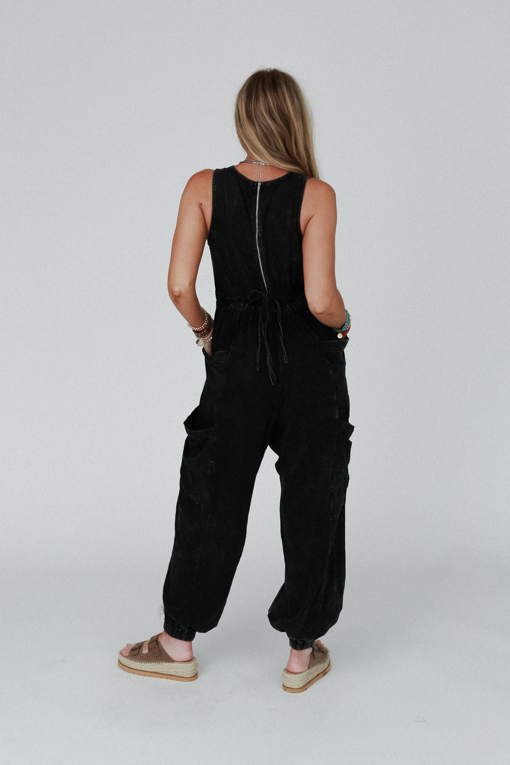 Turning Point Washed Cargo Jumpsuit - Black