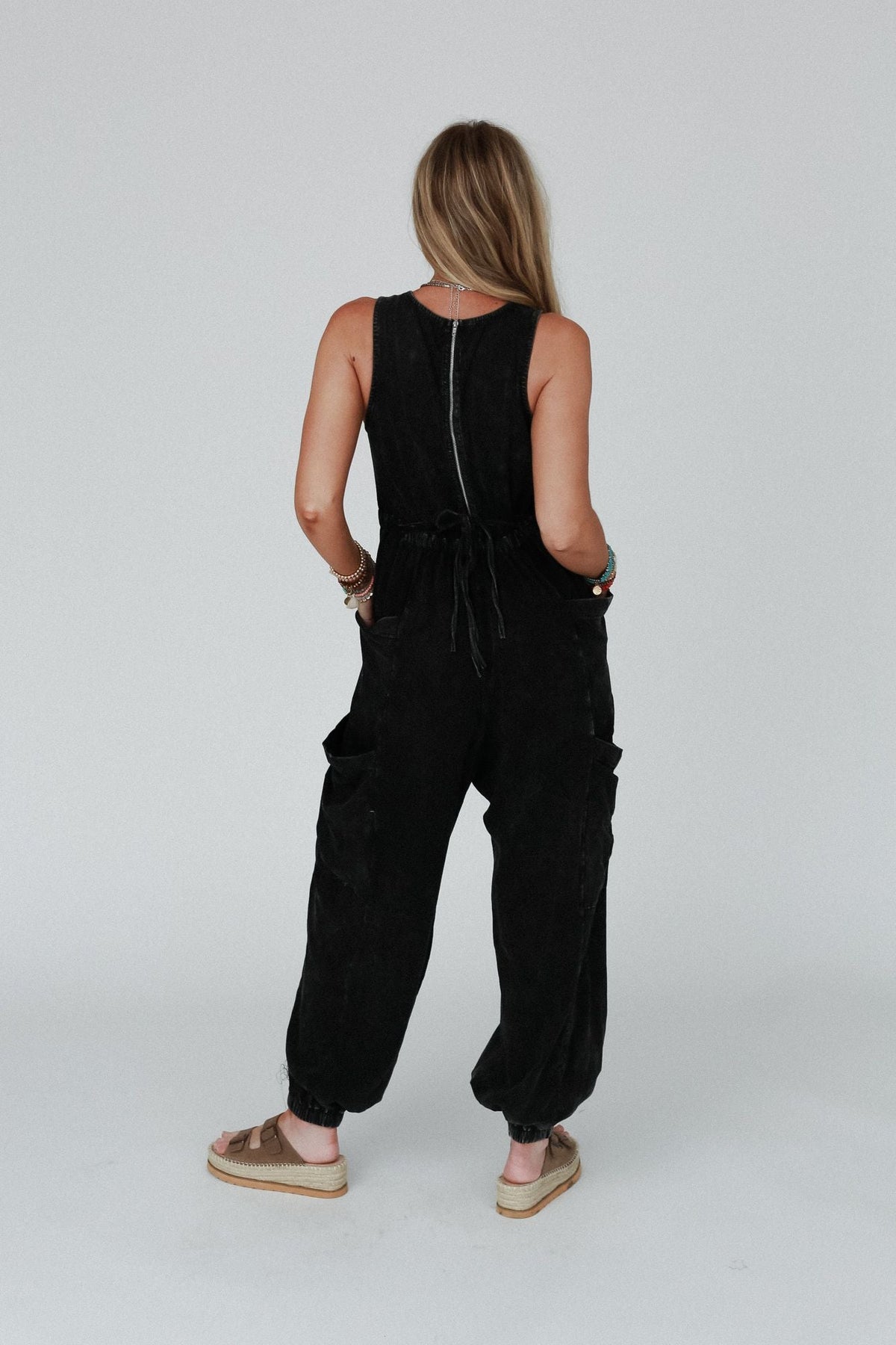 Turning Point Washed Cargo Jumpsuit - Black