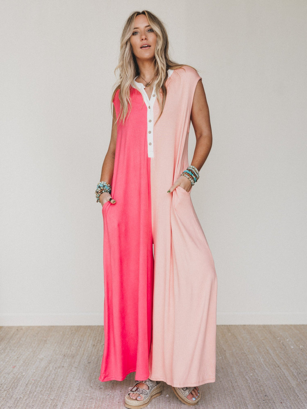 Here for the Party Jumpsuit - Coral Salmon