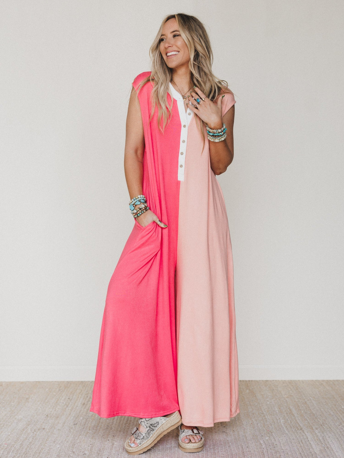 Here for the Party Jumpsuit - Coral Salmon