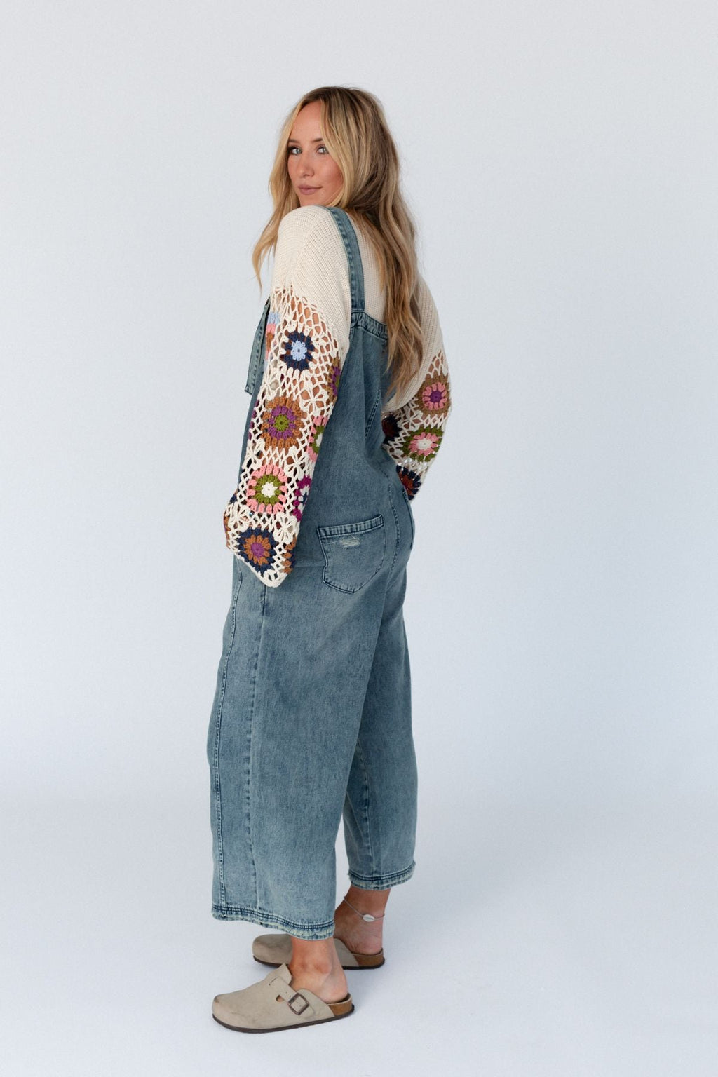 High Hopes Slouchy Pocket Denim Overalls - Faded Blue