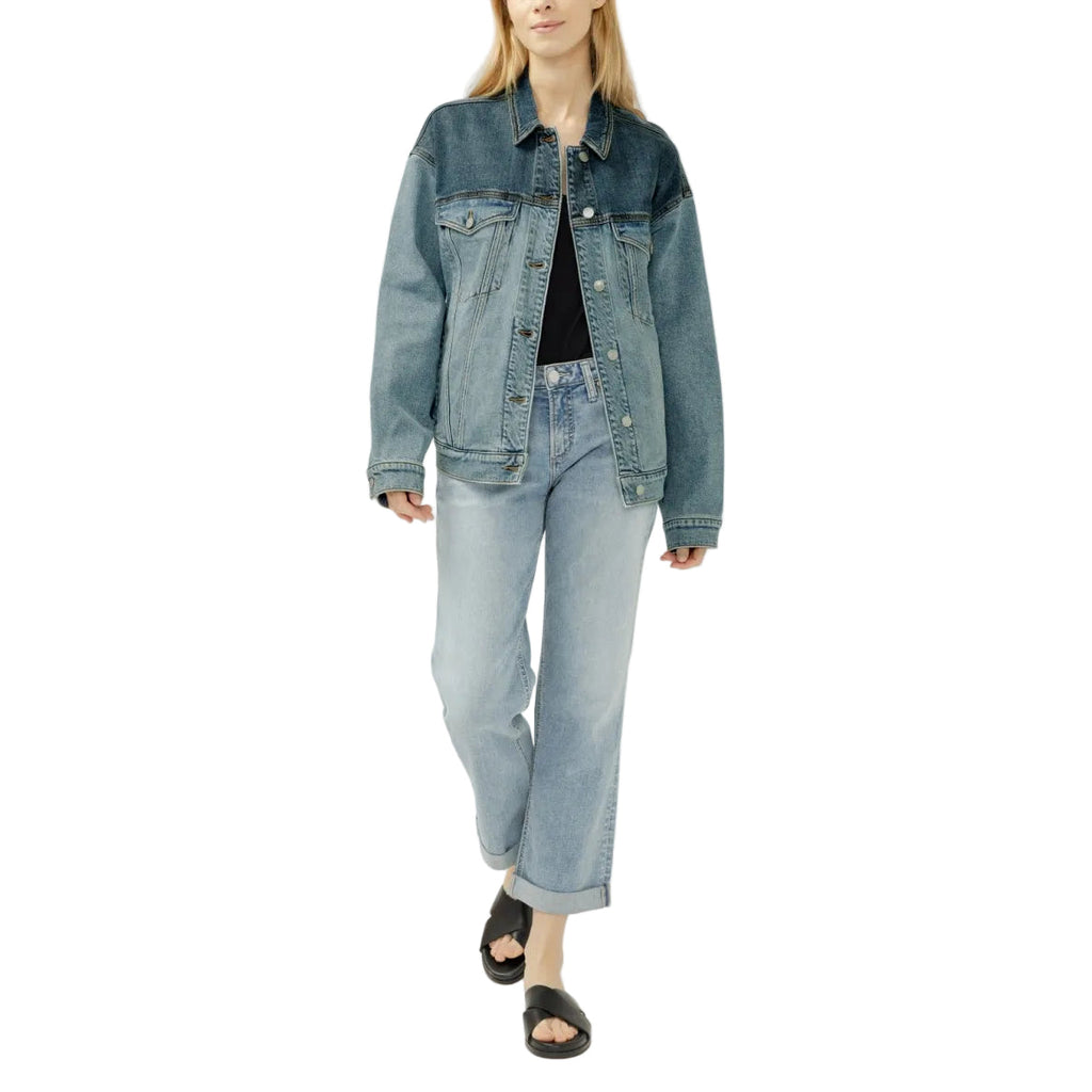 Silver Women's Western Two Toned Jean Jacket - Glimmer